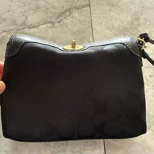 Black Coach Wristlet with Turnlock